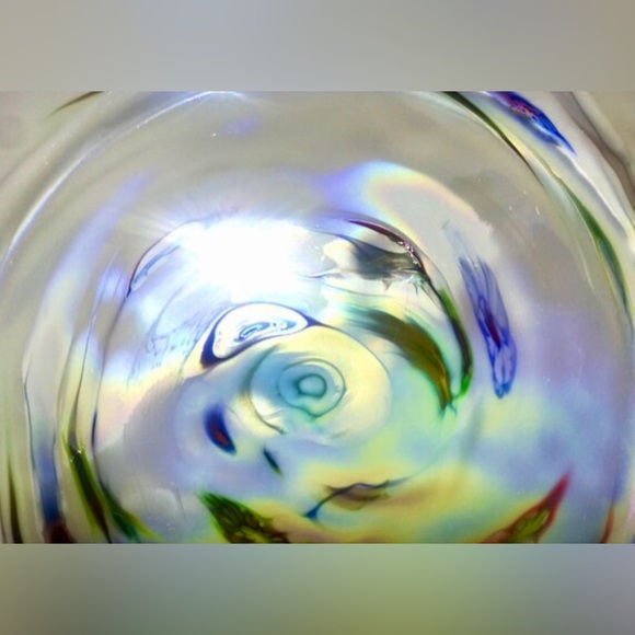 YALOS CASA MURANO Signed Acid Etched Millefiori Swirl Art Glass Charger Plate - Picture 3 of 10